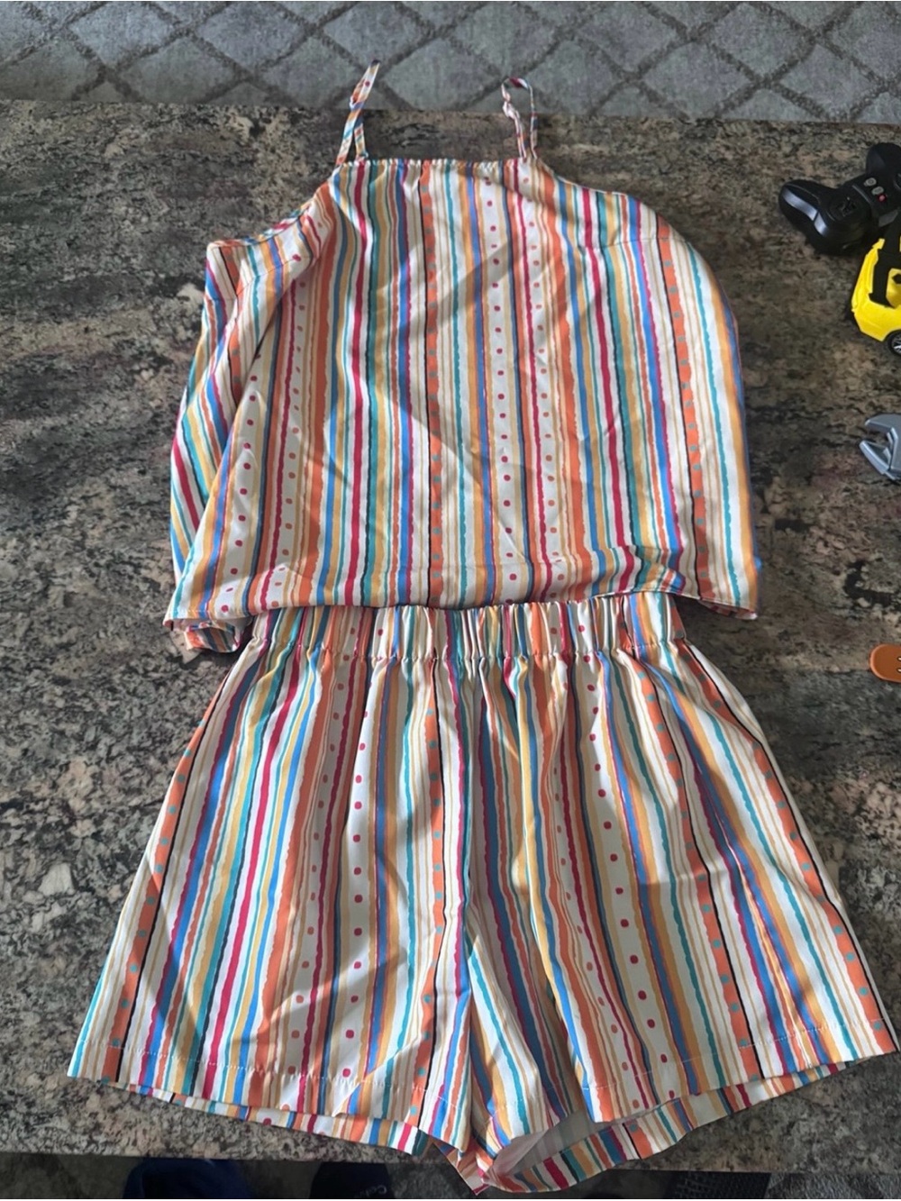 Striped Multicolor women Shorts Set